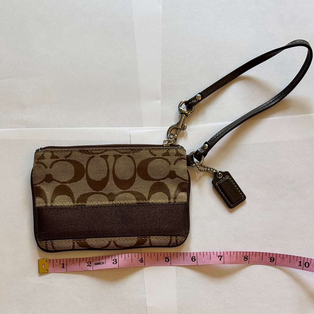 Brown Wristlet with Logo Pattern